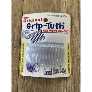 the Original Grip-Tuth Hair Combs Set of 2 Clear Crystal #414 - 2 3/4" Vintage